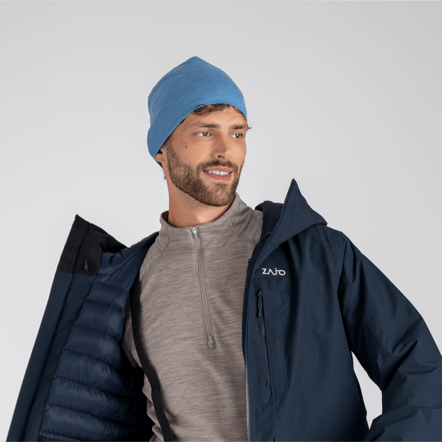Senti Merino Beanie — Grey Navy