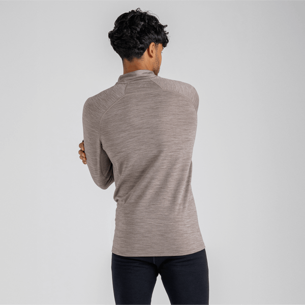 Hejma Men's Merino Zip Top — Taupe Beige